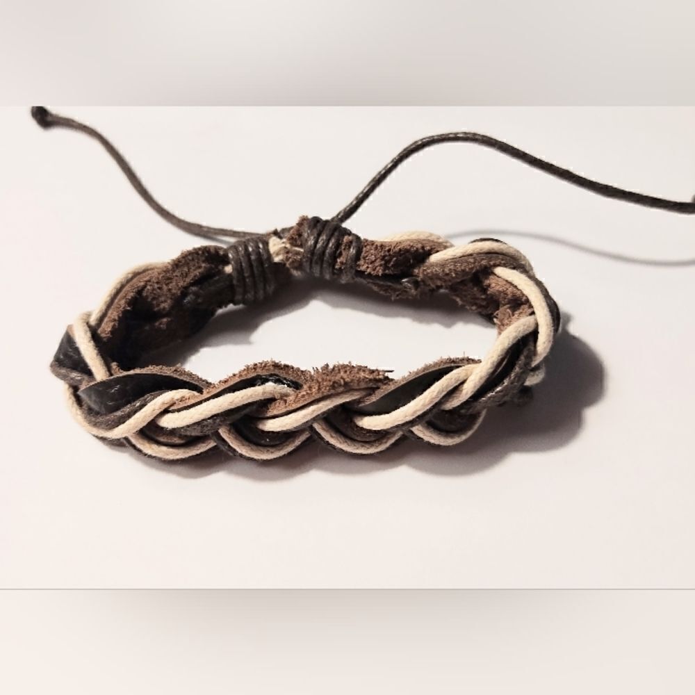 Men's bracelet‎ leather braided brown new d20